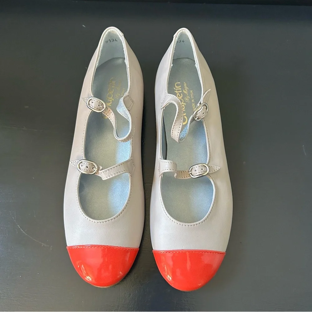 NIB Chupetin Girls Coral Double Buckle Straps Leather Mary Jane Size 37 EU, 6 US